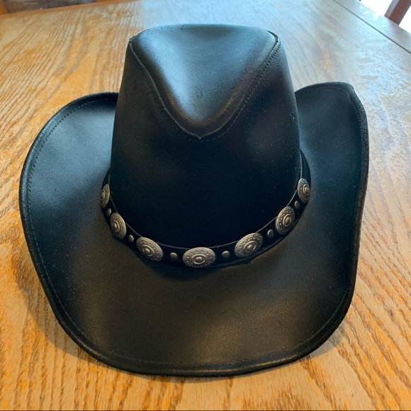 Vintage Genuine Leather Cowboy Hat 